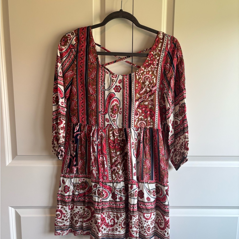 Paisley Print Red and White Tunic